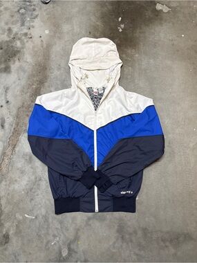 Vintage Y2k Element 3-Color Windbreaker Jacket - White/Blue/Navy